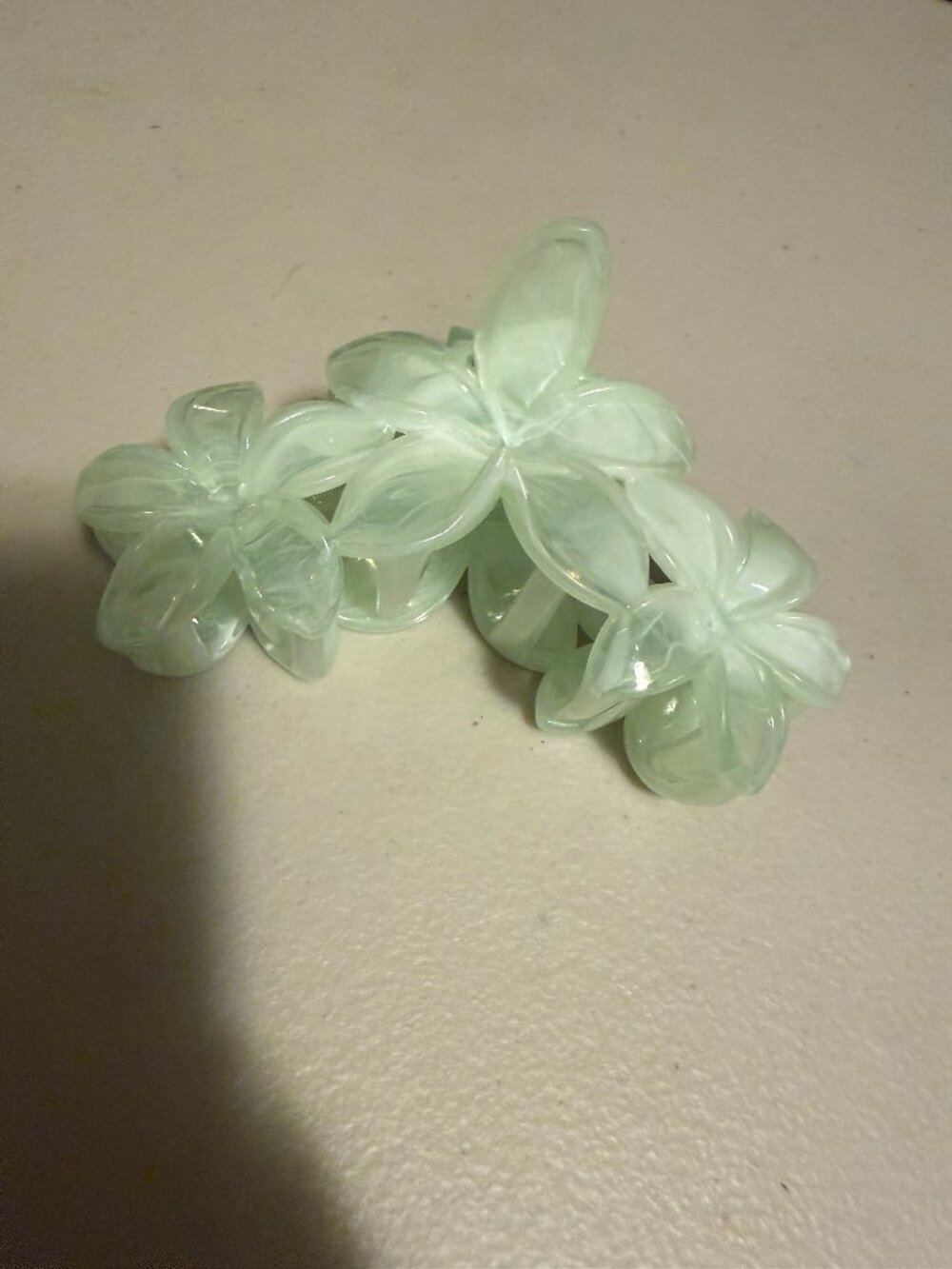 Green Plumeria Claw Clip Hair Accessory